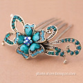 Fashion korean hair comb vintage royal grade peacock style alloy crystal wholesale hair clasp deco accessory for women HF81460